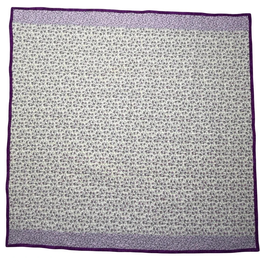 Handmade Woodland Animal Quilted‎ Throw Blanket Purple Cotton 44x45 Fox Owl